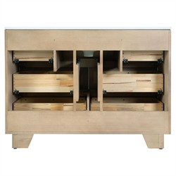 Alixane Modern Classic White Quartz Light Brown Wood Single Vanity Sink - 48"|