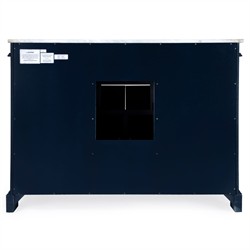 Anatole Modern Carrara Marble Navy Blue Acacia Wood Single Vanity Sink - 48"|