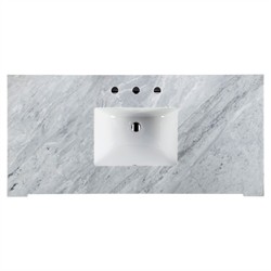 Anatole Modern Carrara Marble Navy Blue Acacia Wood Single Vanity Sink - 48"|