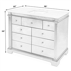 Anatole Modern Carrara Marble Navy Blue Acacia Wood Single Vanity Sink - 48"|