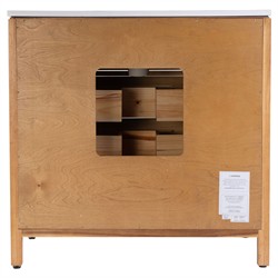 Svea Modern Classic White Quartz Light Natural Wood Single Vanity Sink - 36"|