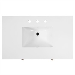 Svea Modern Classic White Quartz Light Natural Wood Single Vanity Sink - 36"|
