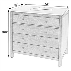 Svea Modern Classic White Quartz Light Natural Wood Single Vanity Sink - 36"|