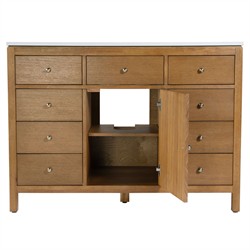 Svea Modern Classic White Quartz Light Natural Wood Single Vanity Sink - 48"|