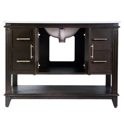 Colombe Traditional White Quartz Dark Brown Wood Single Vanity Sink - 48"|