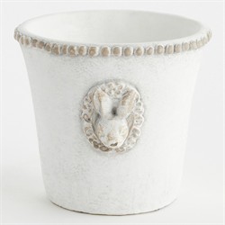 Celia French Country White Rabbit Medallion Outdoor Planter - Medium|