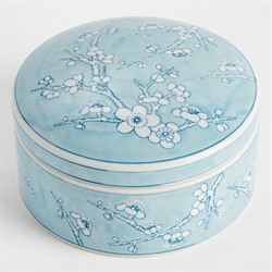 Salvatore French Country Blue Porcelain Lidded Decorative Box|