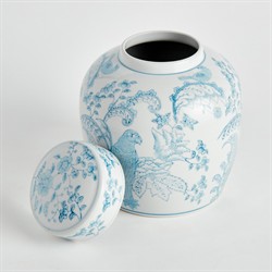Salvatore French Country Light Blue Porcelain Lidded Decorative Jar|