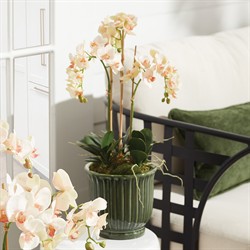 Ellison Traditional Green Fluted Ceramic Outdoor Planter - Set of 3|