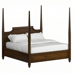 Gatlin Updated Traditional Brown Wood Four Poster Bed - Queen|