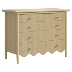 Melvin Updated Traditional Beige Wood Scalloped Bachelor Chest|