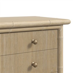Melvin Updated Traditional Beige Wood Scalloped Bachelor Chest|