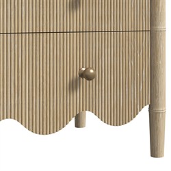 Melvin Updated Traditional Beige Wood Scalloped Bachelor Chest|