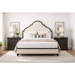 Benny French Country Black Pine Wood Bed - Queen|