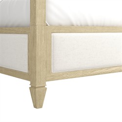 Gatlin Updated Traditional White Upholstered Beige Wood Four Poster Bed - King|