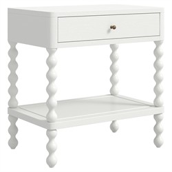 Bryer Modern Classic White Wood Spindle Nightstand|