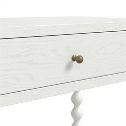 Bryer Modern Classic White Wood Spindle Nightstand|