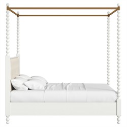 Dane Updated Traditional White Wood Canopy Spindle Bed - Queen|