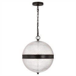 Lucinda Updated Traditional Glass Globe Aged Iron Single Pendant|