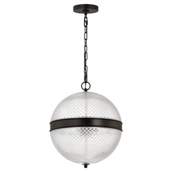 Lucinda Updated Traditional Glass Globe Aged Iron Single Pendant|