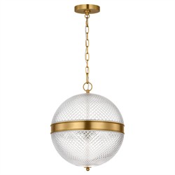 Lucinda Updated Traditional Glass Globe Burnished Brass Single Pendant|