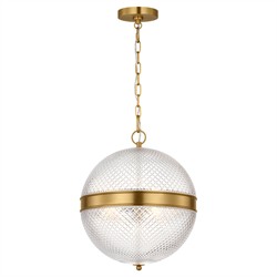 Lucinda Updated Traditional Glass Globe Burnished Brass Single Pendant|