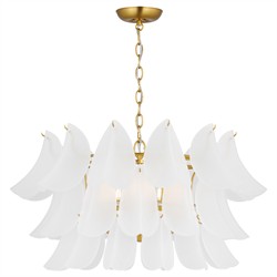 Chloe Updated Traditional Etched Glass Burnished Brass Chandelier|