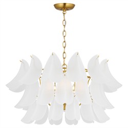 Chloe Updated Traditional Etched Glass Burnished Brass Chandelier|