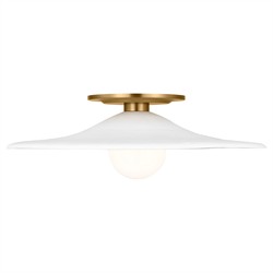 Endicott Modern Classic Milk Glass Burnished Brass Flush Mount|