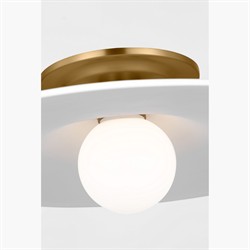 Endicott Modern Classic Milk Glass Burnished Brass Flush Mount|