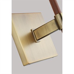 Katie Traditional White Linen Shade Leather Brass Armed Sconce|