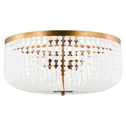Bellecour Traditional Frosted Acrylic Beads Vintage Gild Flush Mount|