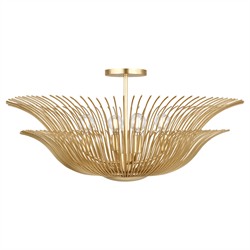 Dorelle French Country Gild Fluted Brass Semi Flush Mount|