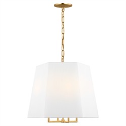 Lille Modern Hexagon White Silk Gild Hanging Shade - 20"|