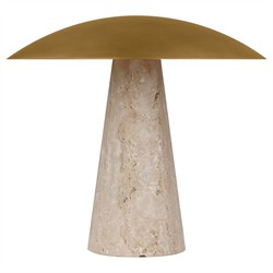 Aegis Modern Classic Antique Brass Shade Natural Travertine Table Lamp|