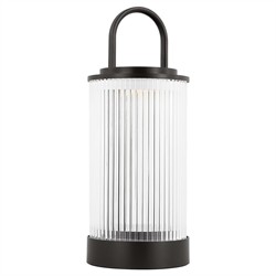 Tawa Modern Fluted Glass Bronze Brass Rechargeable Outdoor Table Lamp|