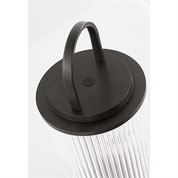 Tawa Modern Fluted Glass Bronze Brass Rechargeable Outdoor Table Lamp|