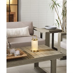 Tawa Modern Fluted Glass Natural Brass Rechargeable Outdoor Table Lamp|