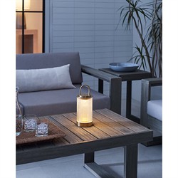 Tawa Modern Fluted Glass Natural Brass Rechargeable Outdoor Table Lamp|