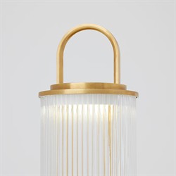 Tawa Modern Fluted Glass Natural Brass Rechargeable Outdoor Table Lamp|