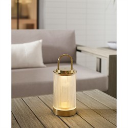 Tawa Modern Fluted Glass Natural Brass Rechargeable Outdoor Table Lamp|