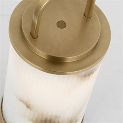 Tawa Modern White Alabaster Antique Brass Rechargeable Outdoor Table Lamp|
