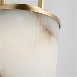 Tawa Modern White Alabaster Antique Brass Rechargeable Outdoor Table Lamp|
