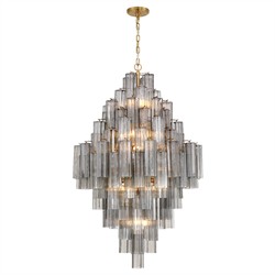 Corin Updated Traditional Smoke Glass Aged Brass 20 Light Chandelier|
