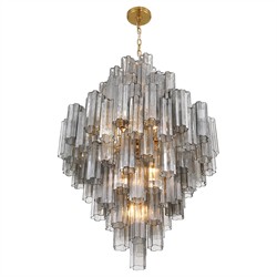 Corin Updated Traditional Smoke Glass Aged Brass 20 Light Chandelier|
