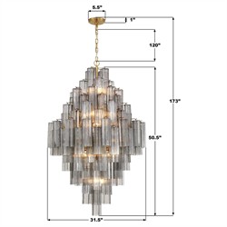 Corin Updated Traditional Smoke Glass Aged Brass 20 Light Chandelier|