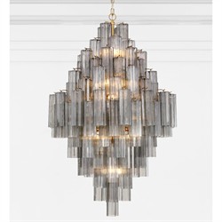 Corin Updated Traditional Smoke Glass Aged Brass 20 Light Chandelier|