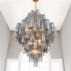 Corin Updated Traditional Smoke Glass Aged Brass 20 Light Chandelier|