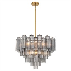Corin Updated Traditional Smoke Glass 12 Light Chandelier|