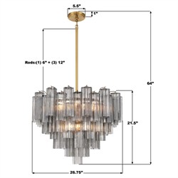 Corin Updated Traditional Smoke Glass 12 Light Chandelier|